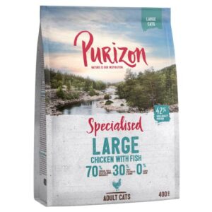 Purizon karmy suche dla kota w opakowaniach próbnych -  Large Adult, kurczak i ryba, 400 g